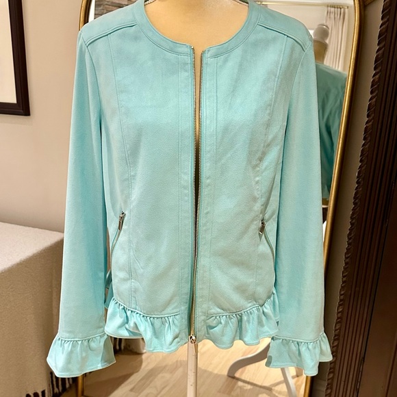 The Limited Jackets & Blazers - The Limited Light Blue Ruffle Hem Blazer